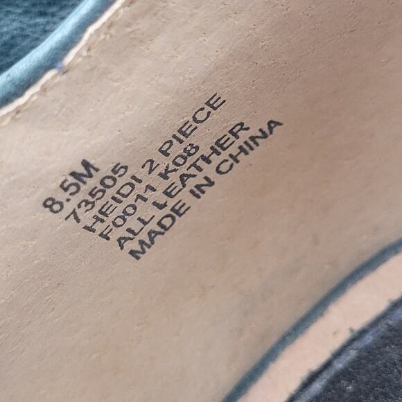 Frye Blue Leather Mary Jane Pumps with Big Wooden Buckle Sz 8 1/2 - Picture 6 of 10